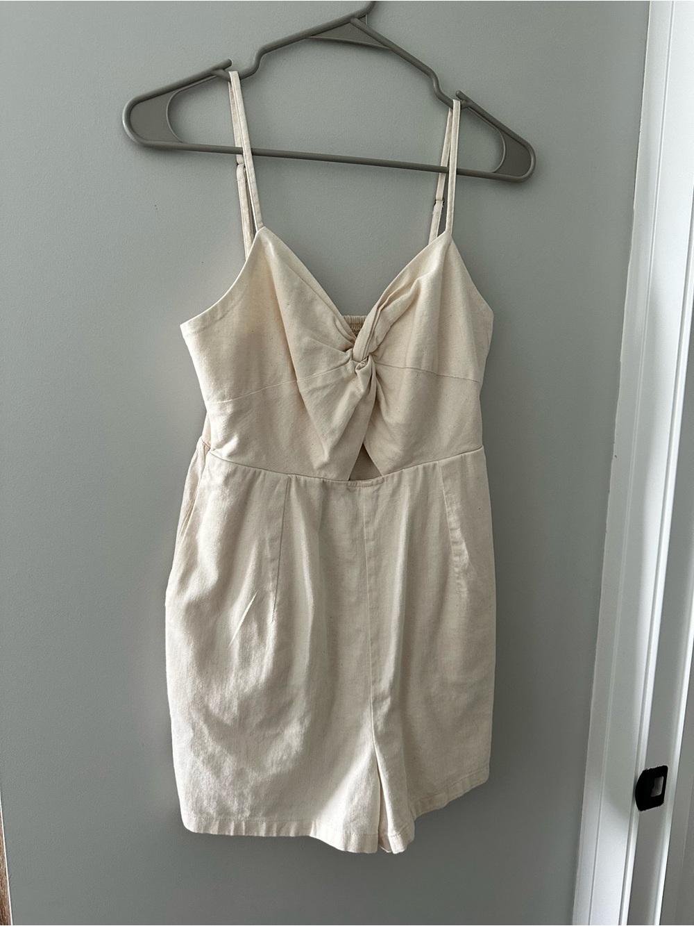 Old Navy Cream Knot-Front Linen Romper